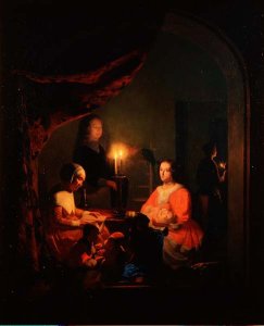 A Family in a Candlelit Interior, 1852