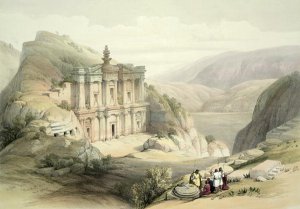 El Deir, Petra, March 8th 1839, plate 90 from Volume III of The Holy Land, engraved by Louis Haghe 1806-85 pub. 1849