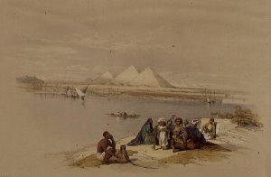 The Pyramids of Giza from the Nile, from Egypt and Nubia, Vol.1