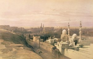 Cairo, looking west, book illustration from Sketches in Nubia, 1846-49