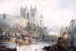 Lord Mayors Barge at Westminster, 1830