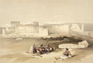 Ruins of Baalbec, May 5th 1839, plate 77 from Volume II of The Holy Land, engraved by Louis Haghe 1806-85 pub. 1843