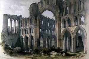 Rievaulx Abbey, the Transept and Choir, from The Monastic Ruins of Yorkshire, engraved by George Hawkins 1819-52, 1843