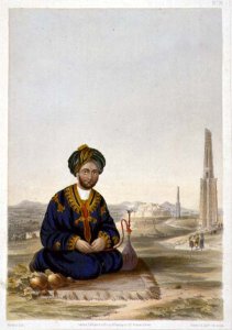 Hyder Khan, the Governor of Ghuznee, plate 19 from Scenery, Inhabitants and Costumes of Afghanistan, engraved by Walker, 1848