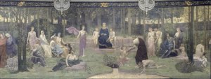 The Sacred Wood, allegorical mural in the Grand Amphitheatre, central detail of the Sorbonne, Eloquence, Poetry, the Life-Giving Source and Science, 1887-89