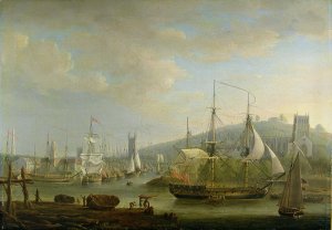 View of Bristol Harbour showing the Cathedral, 1785