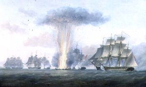 H.M.S. Lively capturing the Spanish frigate Clara off Cape St. Mary, c.1806