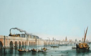 Bridge over the Lagoon, from Views of Principal monuments in Venice, published c.1850