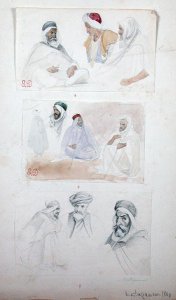 Sketches of Algerian Men at Mostaganem, from Vues et Portrait Faits Pendant la Campagne de Mai 1840, 1840