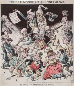 Caricature of the influenza epidemic of 1820, c.1889