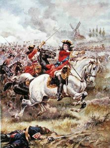 Marlborough Leading the Attack, illustration from Glorious Battles of English History by Major C.H. Wylly, 1920s