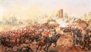 Charge of the Queens Bays against the Mutineers at Lucknow, 6th March 1858