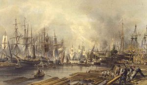 Shipbuilding at Limehouse, 1840