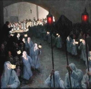 Procession of the Penitents Blancs at PuyenVelay on Good Friday