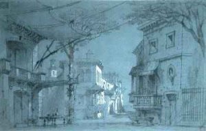 Design for the set of Les Caprices de Marianne by Alfred de Musset 1810-1857