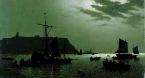 Scarborough Castle Hill and Harbour by Moonlight 1876