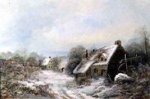 Snow Scene with Cottages