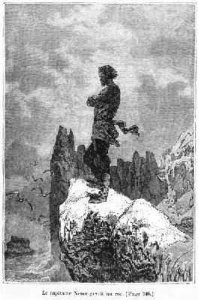 Captain Nemo climbing a rock