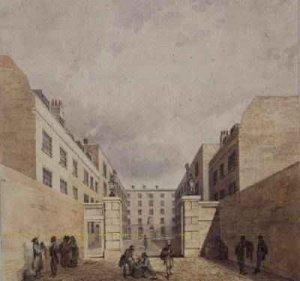 View of the East India Companys warehouses from Cutler Street 1836