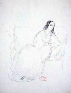 George Sand 1804-1876 seated on a sofa 1833