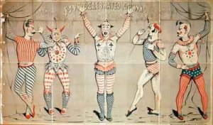 Five Celebrated Clowns Attached to Sands Nathan and Cos Circus 1856