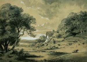 Landscape with a Cottage by a River