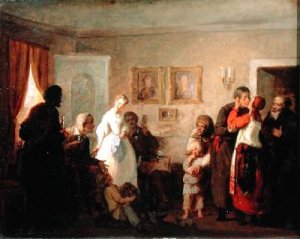 Congratulating the NewlyWeds in a Manor House 1860