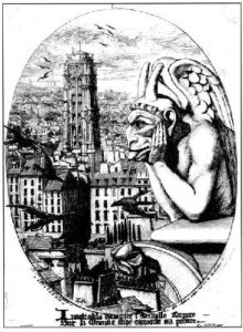 View of the Tour St Jacques and a Gargoyle from Notre Dame 1853