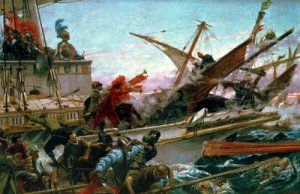 The Naval Battle of Lepanto waged by Don John of Austria