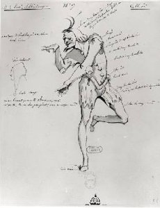 Costume design for an acrobat in Benvenuto Cellini