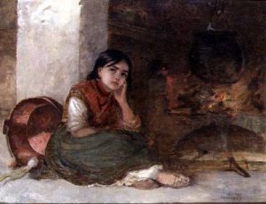 Girl by a Fireside 1862