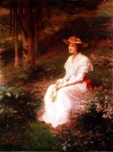 Elegant Lady Sitting in Woodlands