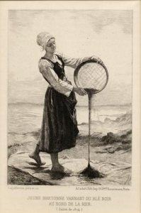 A Young Bretonne Winnowing Buckwheat at the Seaside