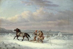 Huntsmen in Horsedrawn Sleigh