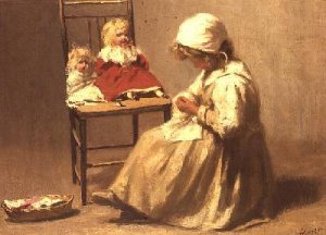 A Girl with her Dolls