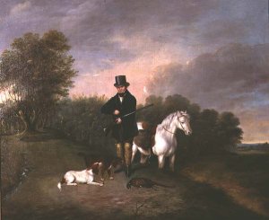 Sportsman with dogs and game