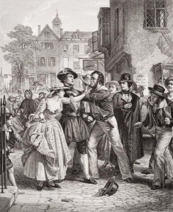 The Press Gang seizing a waterman on Tower Hill on the morning of his marriage day