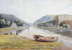 View down the Avon with Hotwells and Clifton