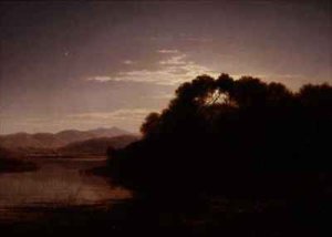 Moonrise on the bank of a loch