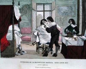 Interior of a Barbers Shop at the time of Louis XIII