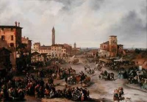 View of a Market Town and possibly the Fair of St Allessandro