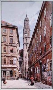 The Tower of the Maria am Gestade Church in the old town in Vienna