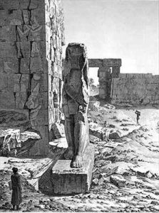 View of the Colossus at the entrance to the hypostyle halls of the palace at Karnak Thebes