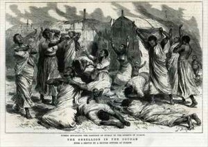 Women bewailing the garrison of Sinkat in the streets of Suakim The Rebellion in the Soudan from The Graphic