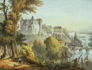 View of the bridge at Jurancon and Chateau Pau