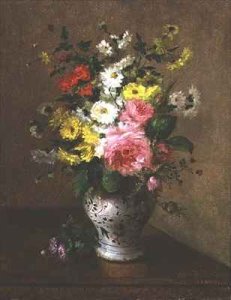 Still life with flowers in a vase