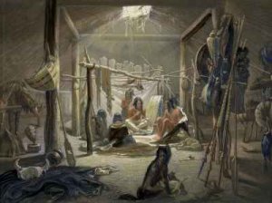 The Interior of a Hut of a Mandan Chief