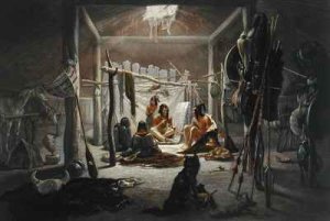 The Interior of the Hut of a Mandan Chief