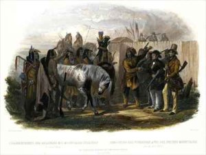 The Travellers Meeting with Minatarre Indians near Fort Clark