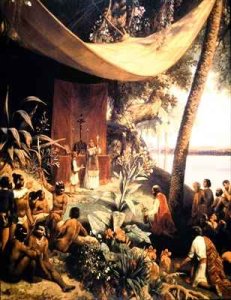 The first Mass held in the Americas